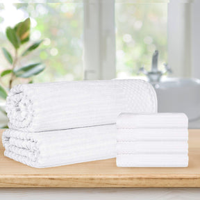 Soho Cotton Ribbed Textured Absorbent Hand Towel and Bath Sheet Set - Towel Set by Superior