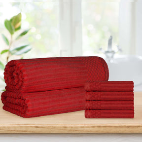 Soho Cotton Ribbed Textured Absorbent Hand Towel and Bath Sheet Set - Towel Set by Superior