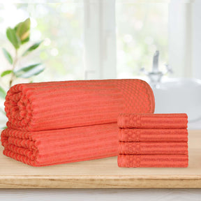 Soho Cotton Ribbed Textured Absorbent Hand Towel and Bath Sheet Set - Towel Set by Superior