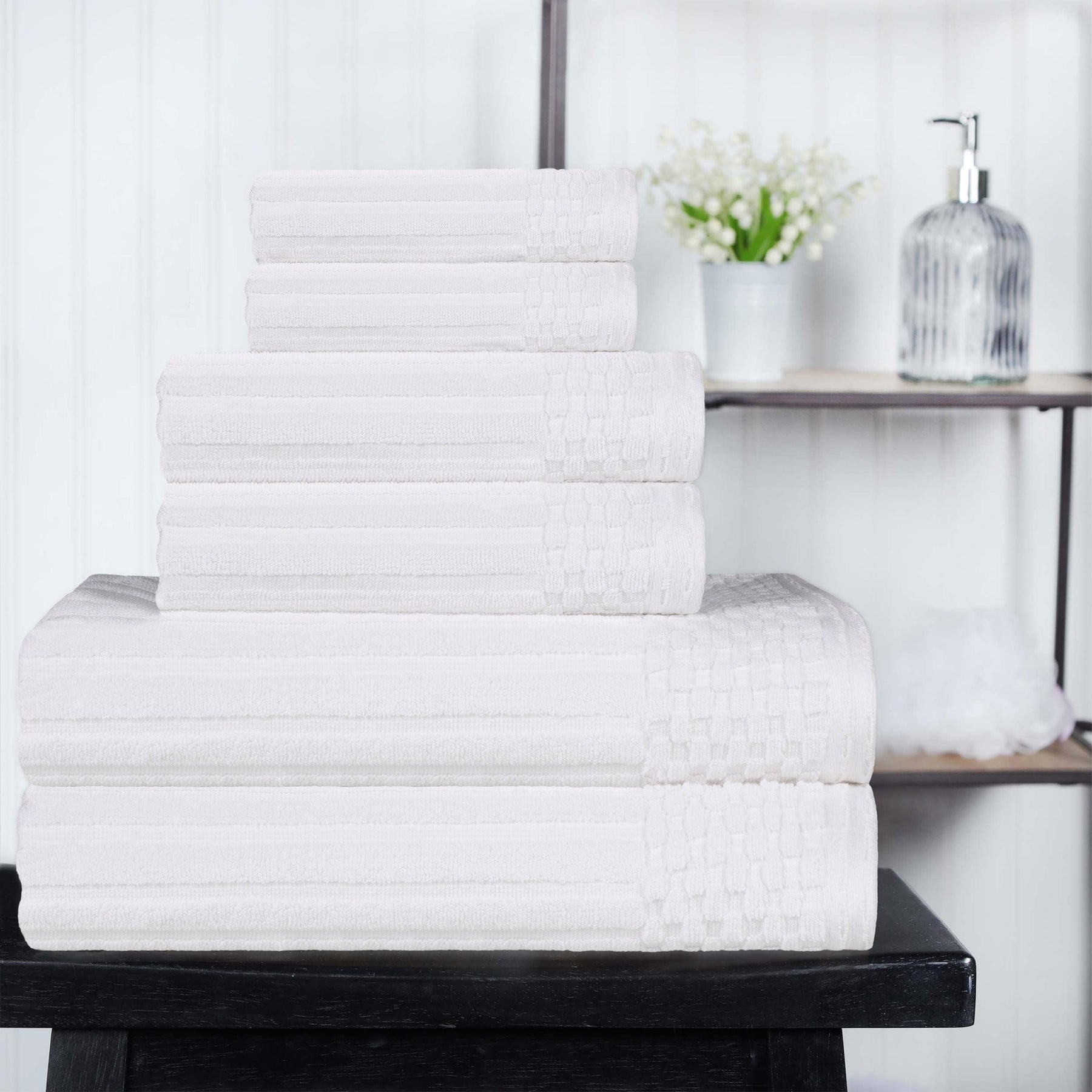 Soho Cotton Ribbed Textured Ultra Absorbent 6 Piece Towel Set - Towel Set by Superior