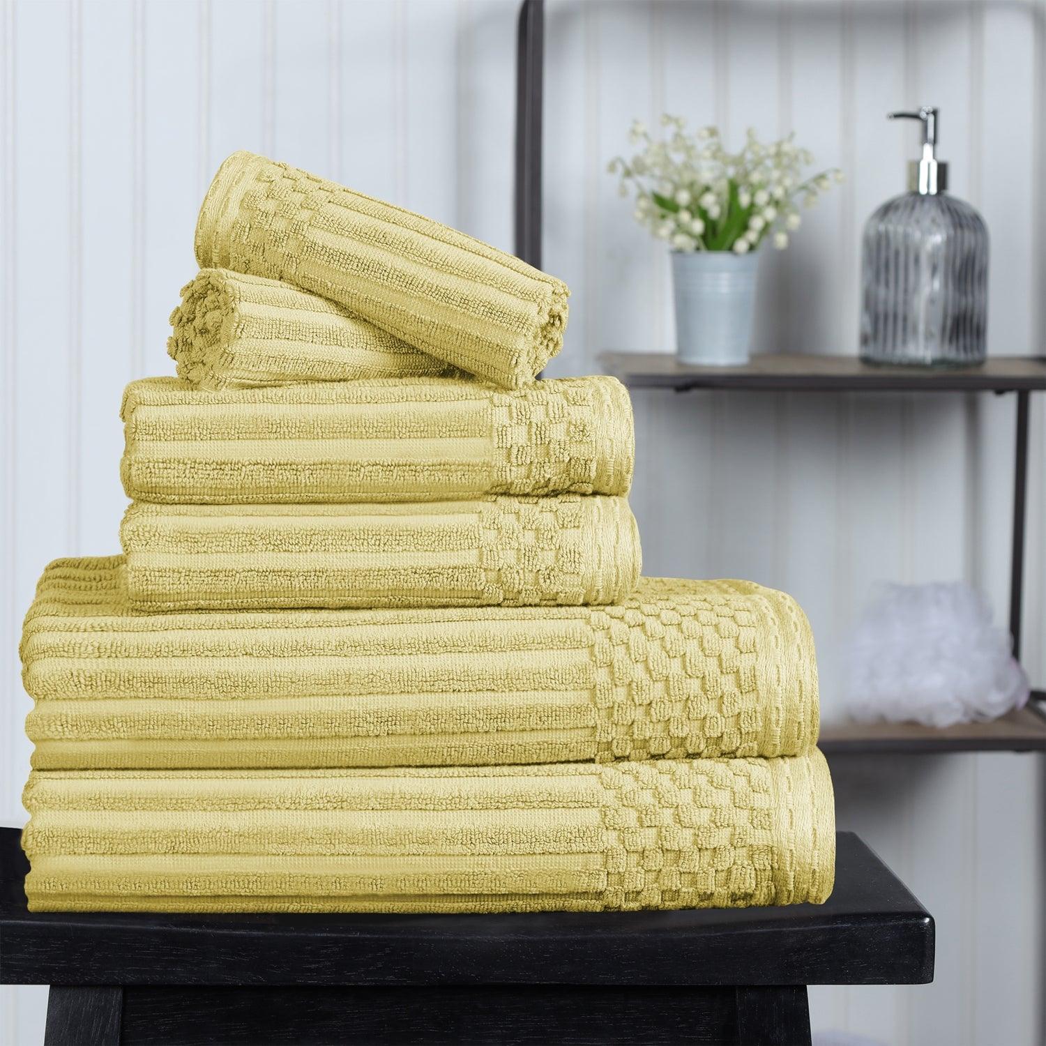 Soho Cotton Ribbed Textured Ultra Absorbent 6 Piece Towel Set - Towel Set by Superior