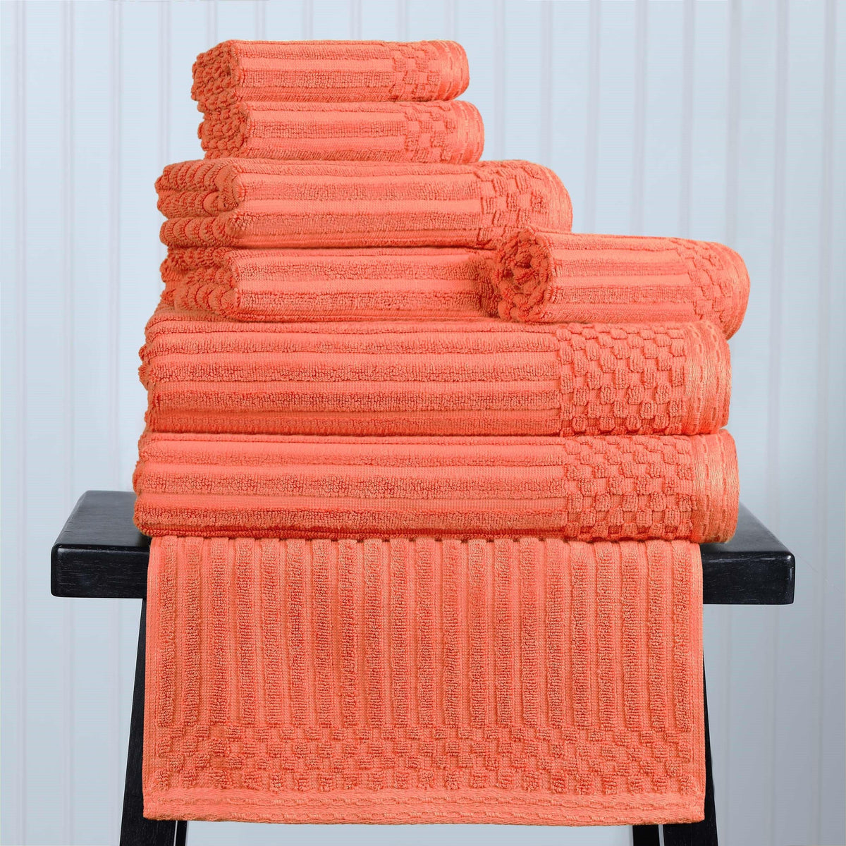 Soho Ribbed Cotton Absorbent Medium Weight 8 Piece Towel Set - Towel Set by Superior