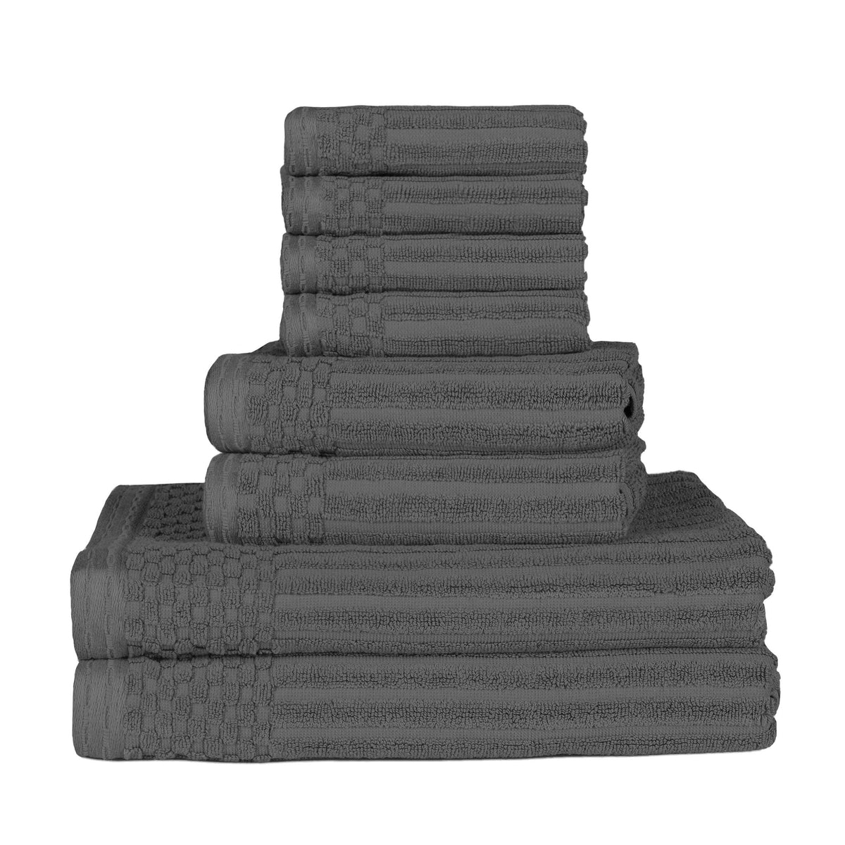 Soho Ribbed Cotton Absorbent Medium Weight 8 Piece Towel Set - Towel Set by Superior