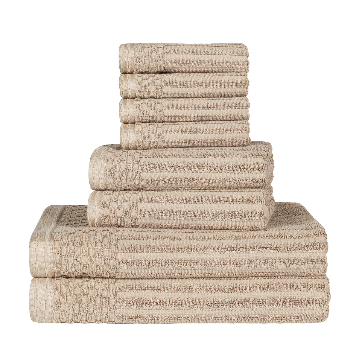 Soho Ribbed Cotton Absorbent Medium Weight 8 Piece Towel Set - Towel Set by Superior