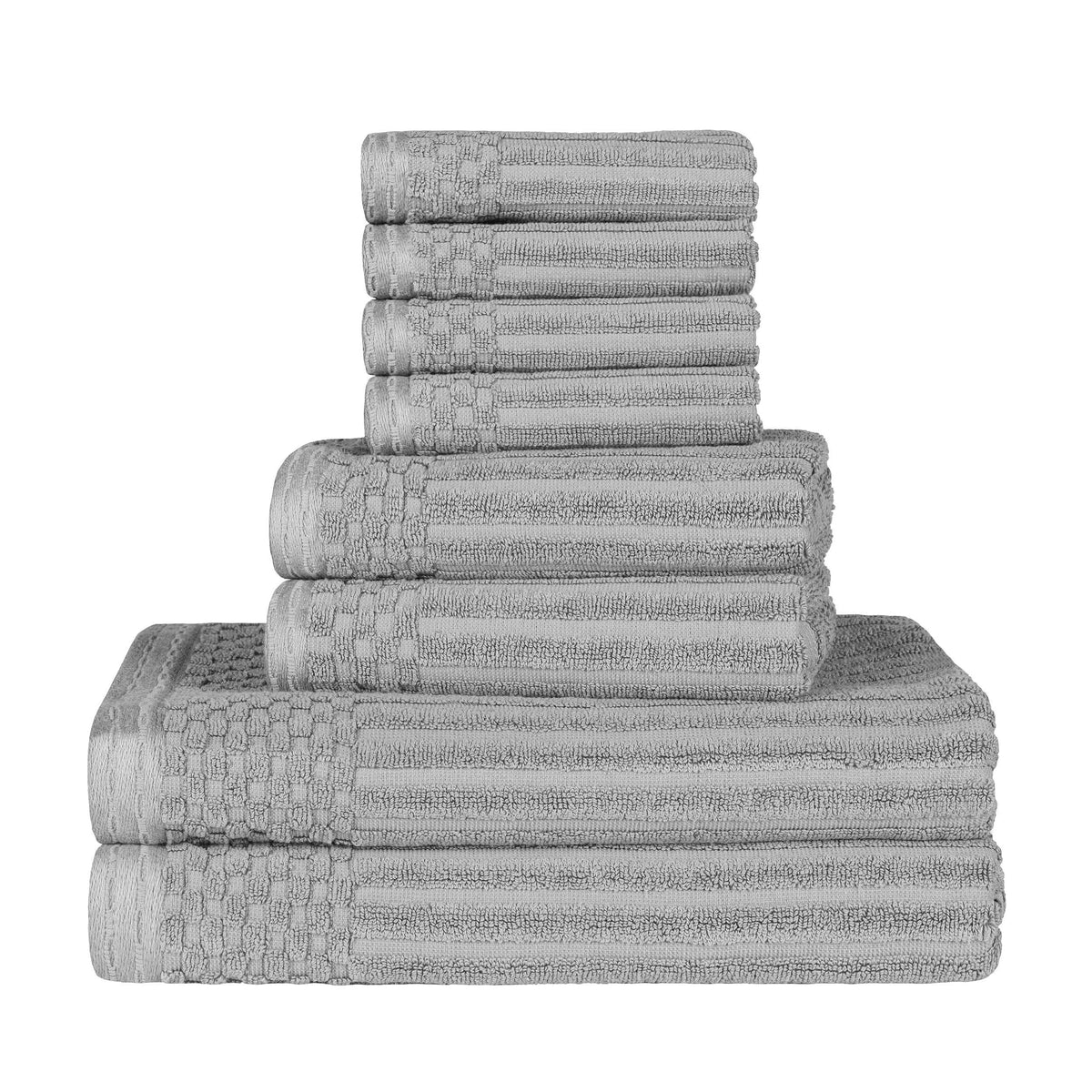 Soho Ribbed Cotton Absorbent Medium Weight 8 Piece Towel Set - Towel Set by Superior