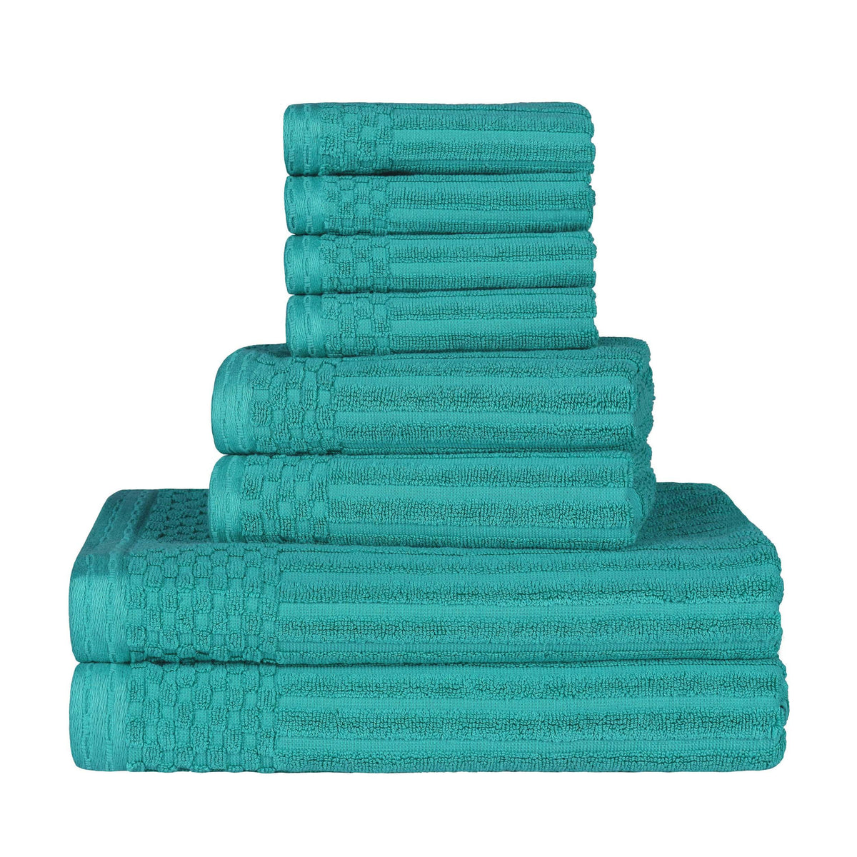 Soho Ribbed Cotton Absorbent Medium Weight 8 Piece Towel Set - Towel Set by Superior