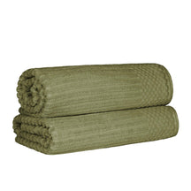 Soho Ribbed Cotton Absorbent 2 Piece Bath Sheet Towel Set - Sage