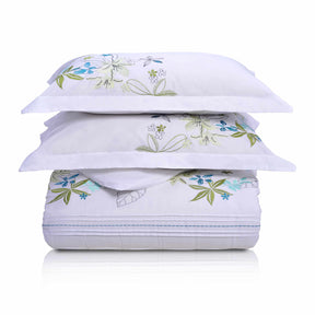 Spring Blooms Cotton Floral Embroidered Traditional Duvet Cover Set - by Superior