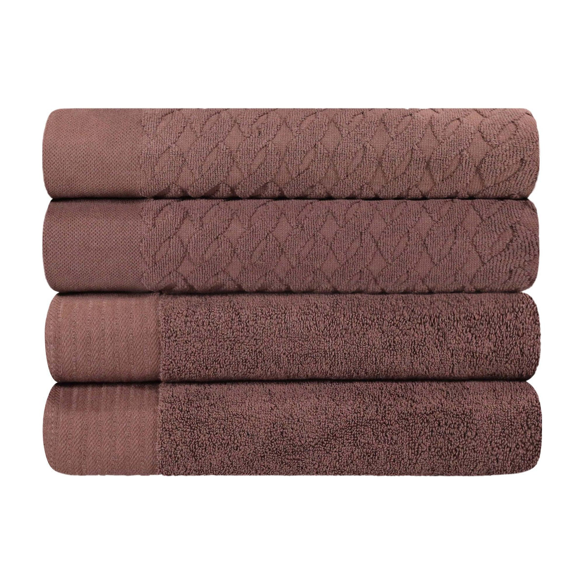 Turkish Cotton Jacquard Herringbone and Solid 4 Piece Bath Towel Set - Bath Towel by Superior