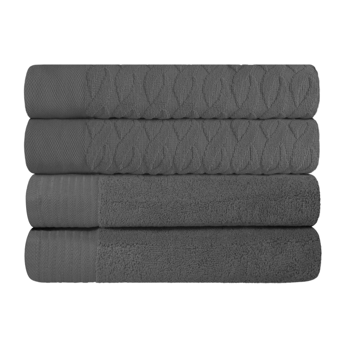 Turkish Cotton Jacquard Herringbone and Solid 4 Piece Bath Towel Set - Bath Towel by Superior