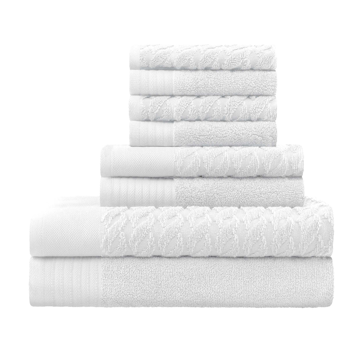 Turkish Cotton Jacquard Herringbone and Solid 8 Piece Towel Set - Towel Set by Superior