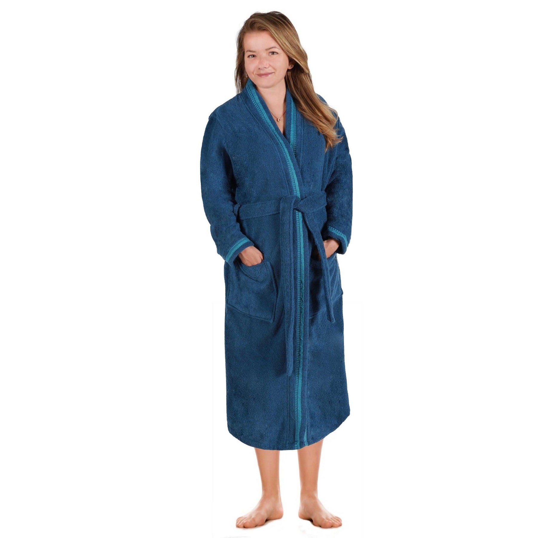 Turkish Cotton Terry Kimono Embroidered Super-Soft Unisex Bathrobe - Bath Robe by Superior