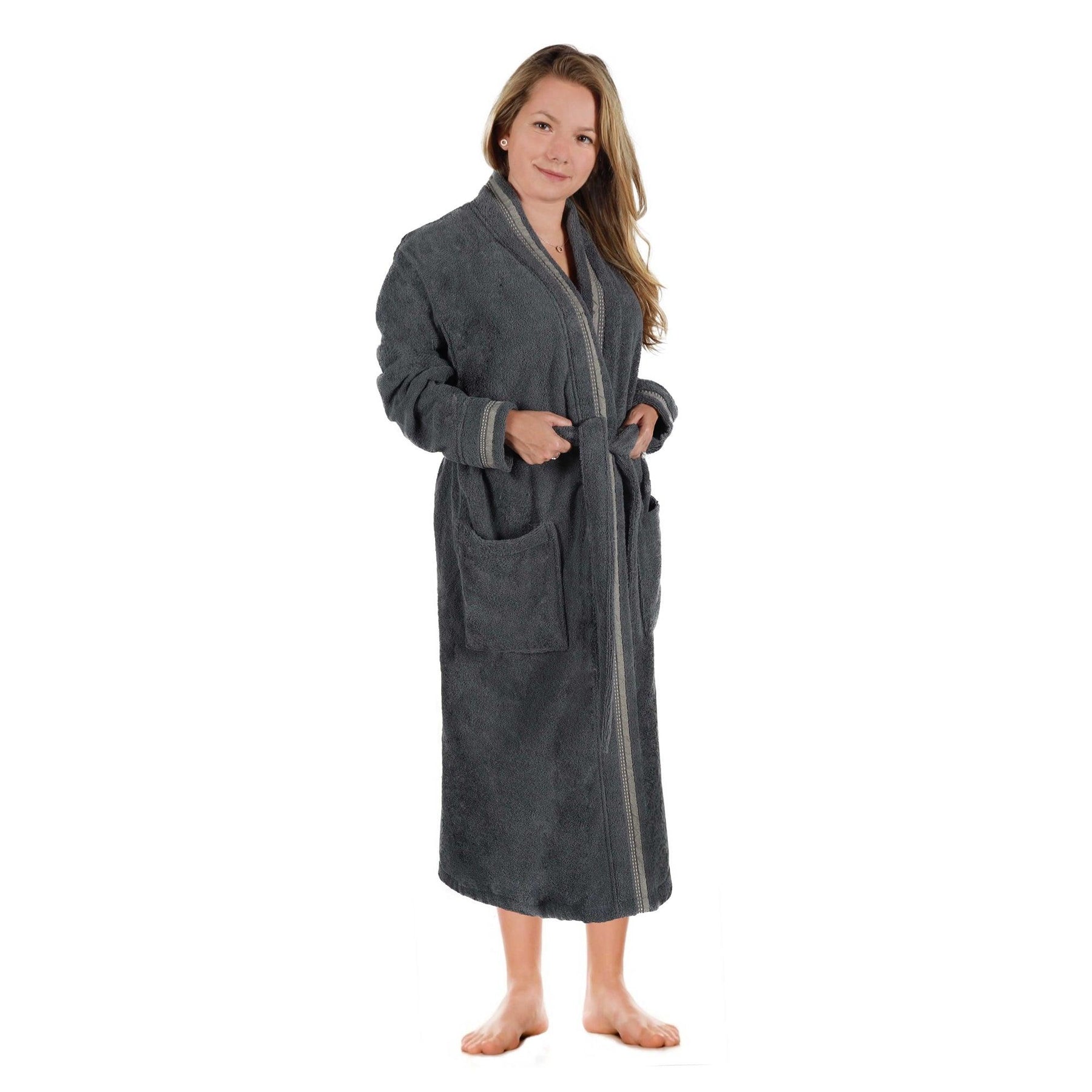 Turkish Cotton Terry Kimono Embroidered Super-Soft Unisex Bathrobe - Bath Robe by Superior