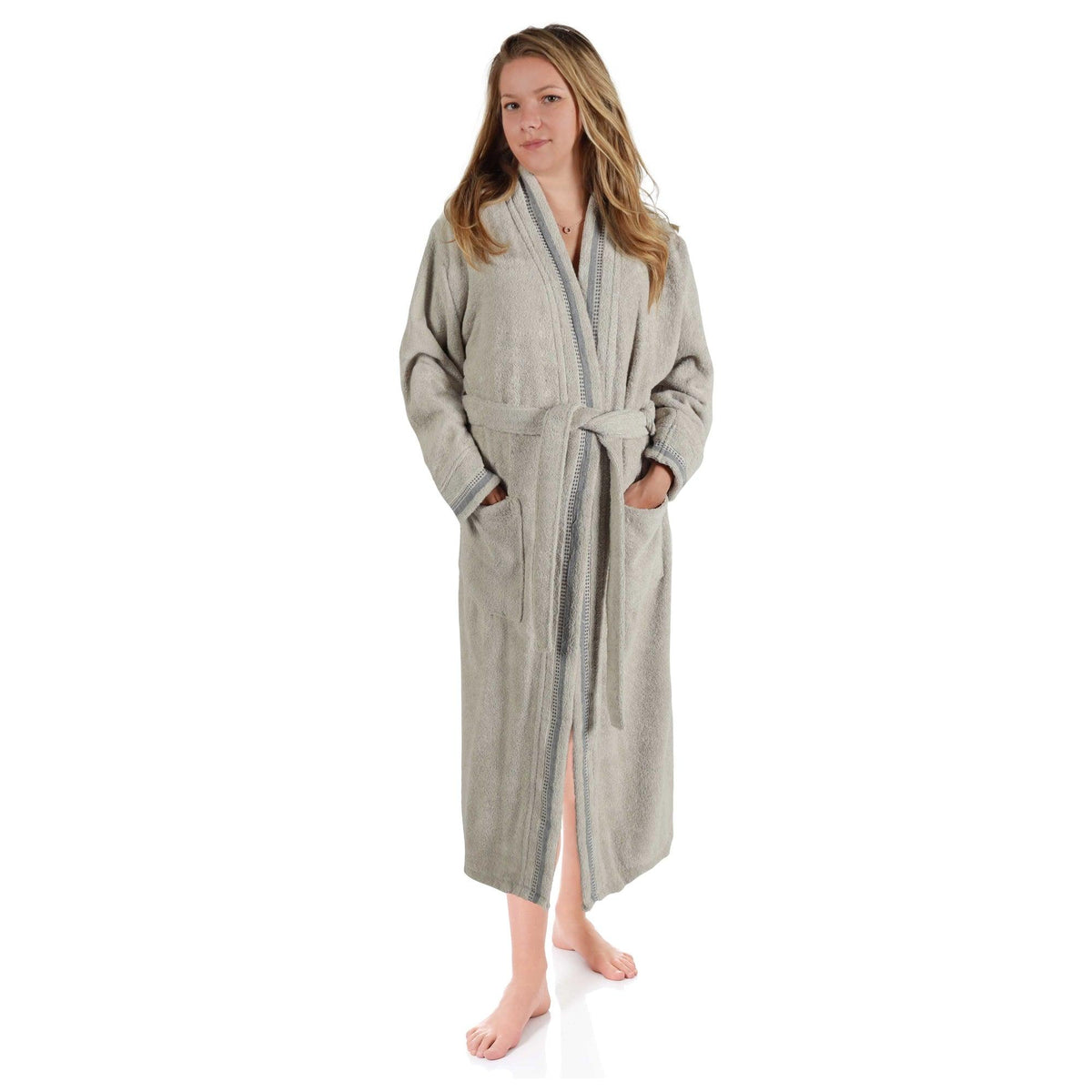 Turkish Cotton Terry Kimono Embroidered Super-Soft Unisex Bathrobe - Bath Robe by Superior