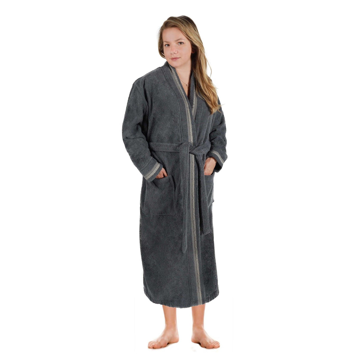 Turkish Cotton Terry Kimono Embroidered Super-Soft Unisex Bathrobe - Bath Robe by Superior