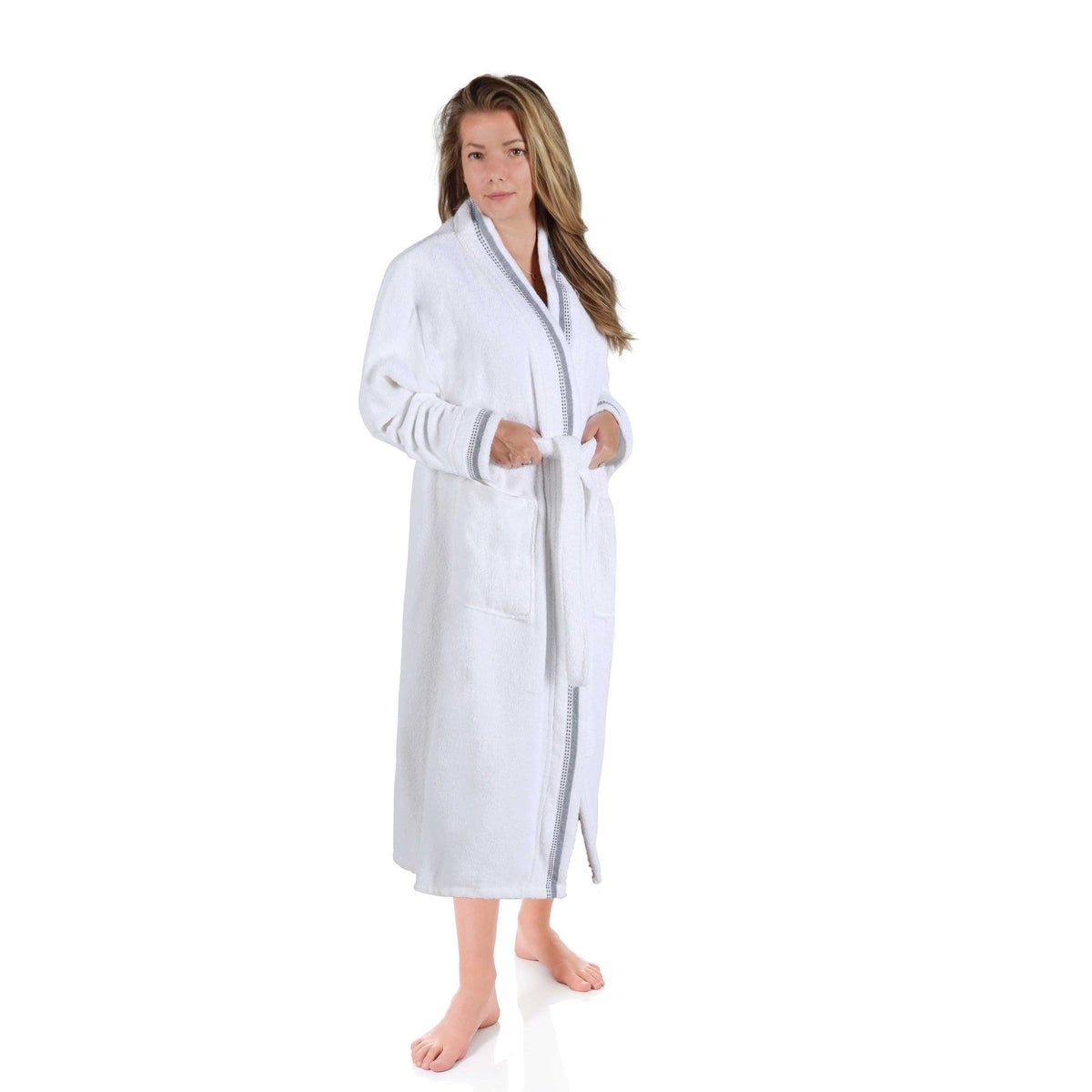 Turkish Cotton Terry Kimono Embroidered Super-Soft Unisex Bathrobe - Bath Robe by Superior