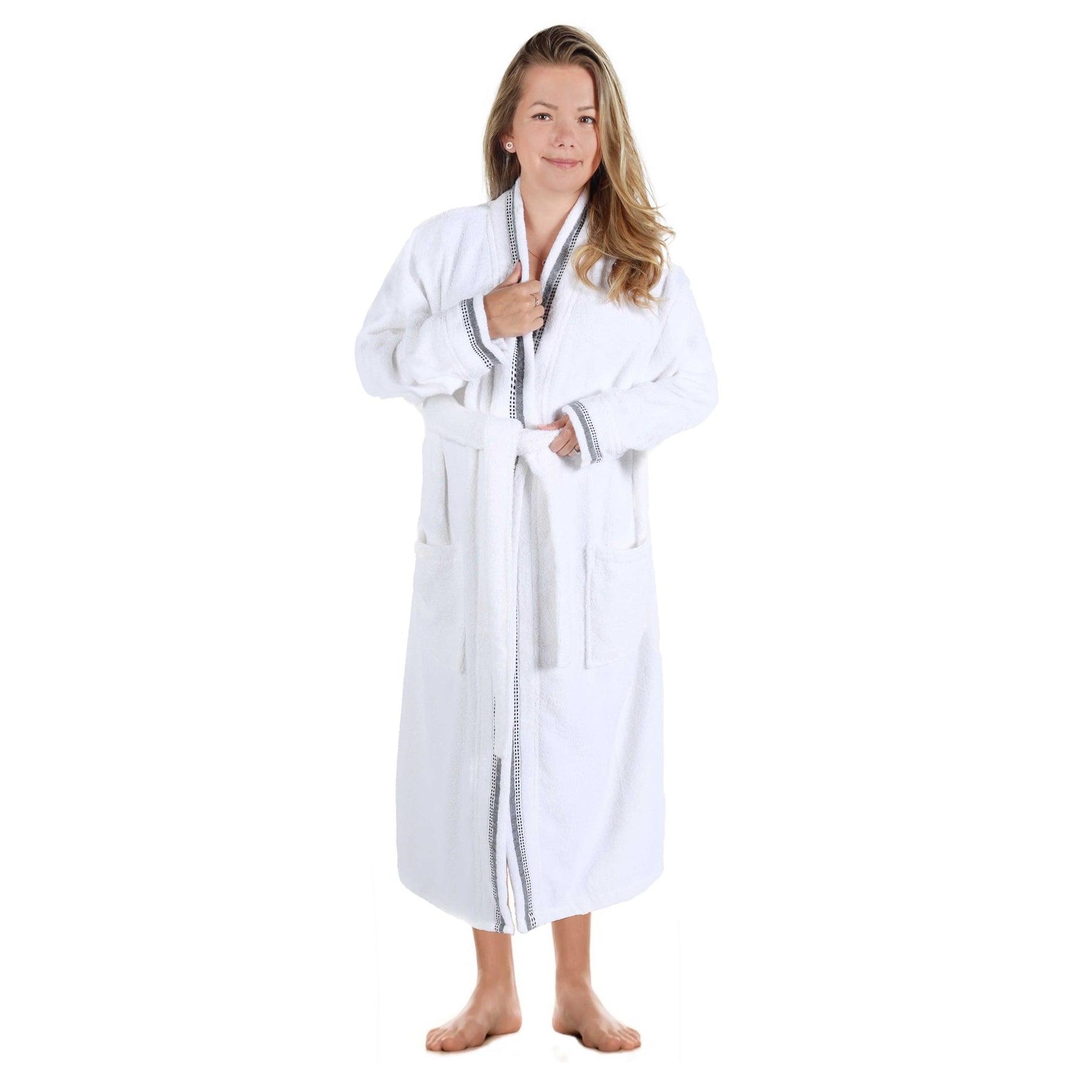 Turkish Cotton Terry Kimono Embroidered Super-Soft Unisex Bathrobe - Bath Robe by Superior