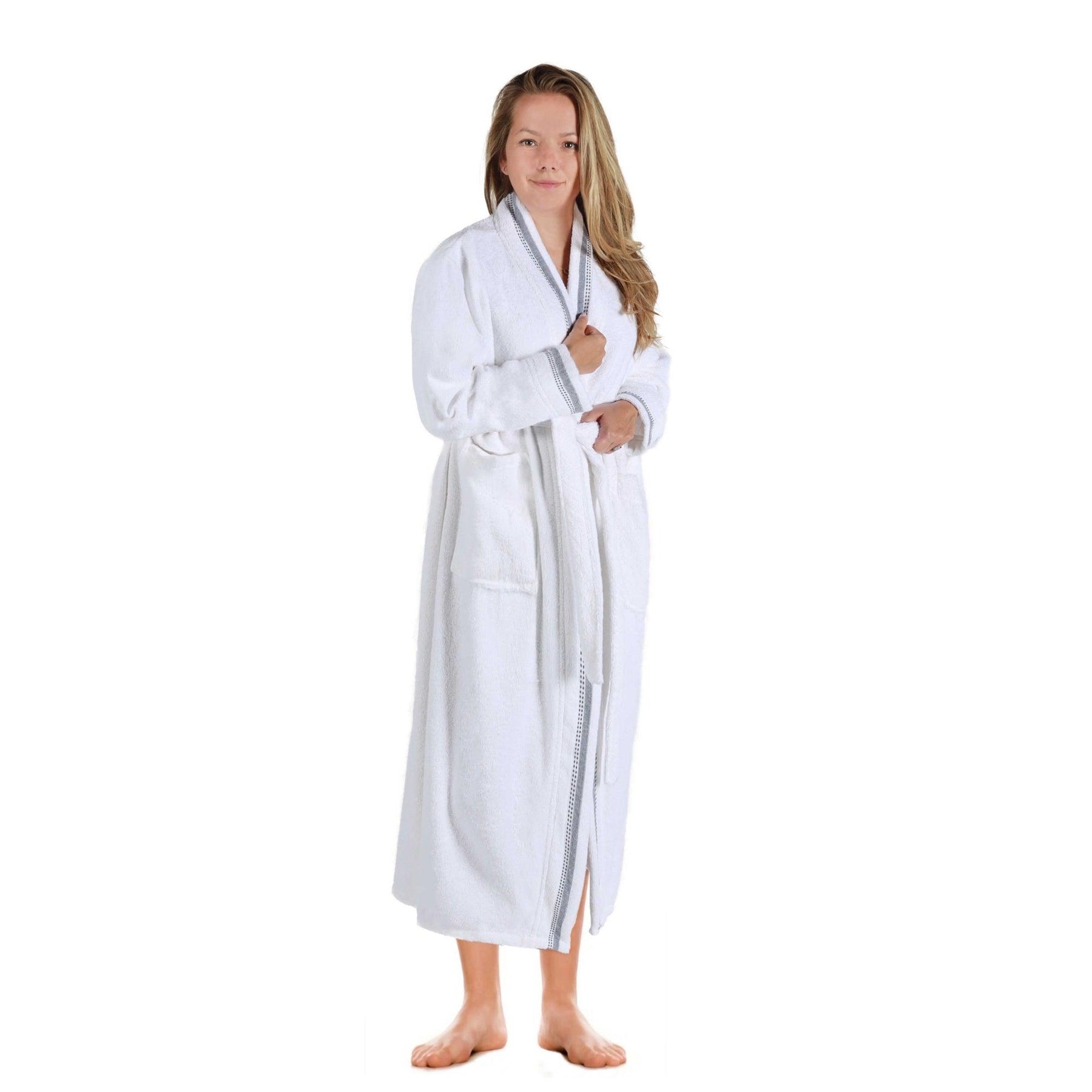 Turkish Cotton Terry Kimono Embroidered Super-Soft Unisex Bathrobe - Bath Robe by Superior