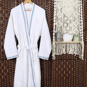 Turkish Cotton Terry Kimono Embroidered Super-Soft Unisex Bathrobe - Bath Robe by Superior