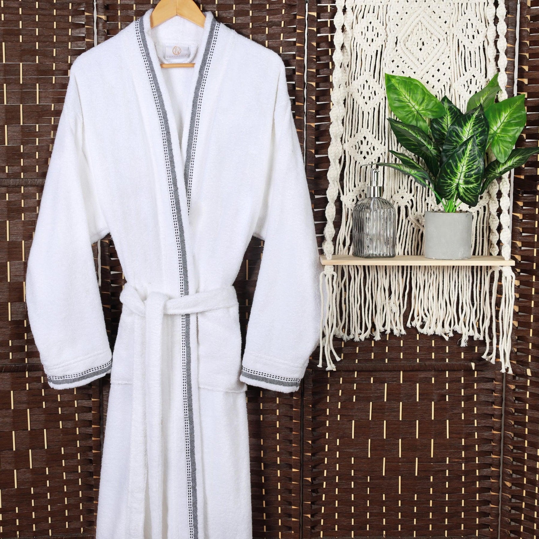 Turkish Cotton Terry Kimono Embroidered Super-Soft Unisex Bathrobe - Bath Robe by Superior