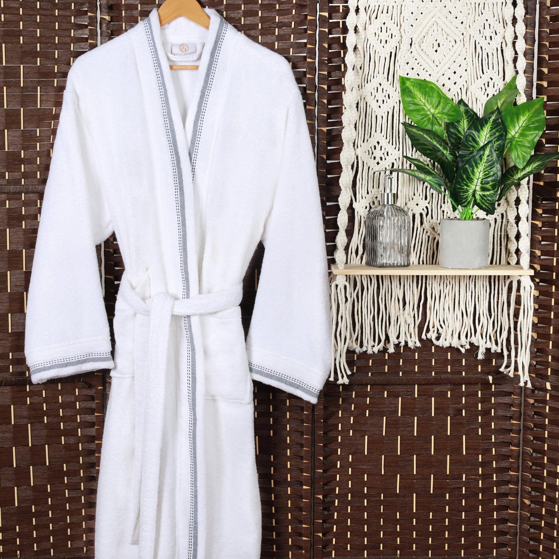 Turkish Cotton Terry Kimono Embroidered Super-Soft Unisex Bathrobe - Bath Robe by Superior