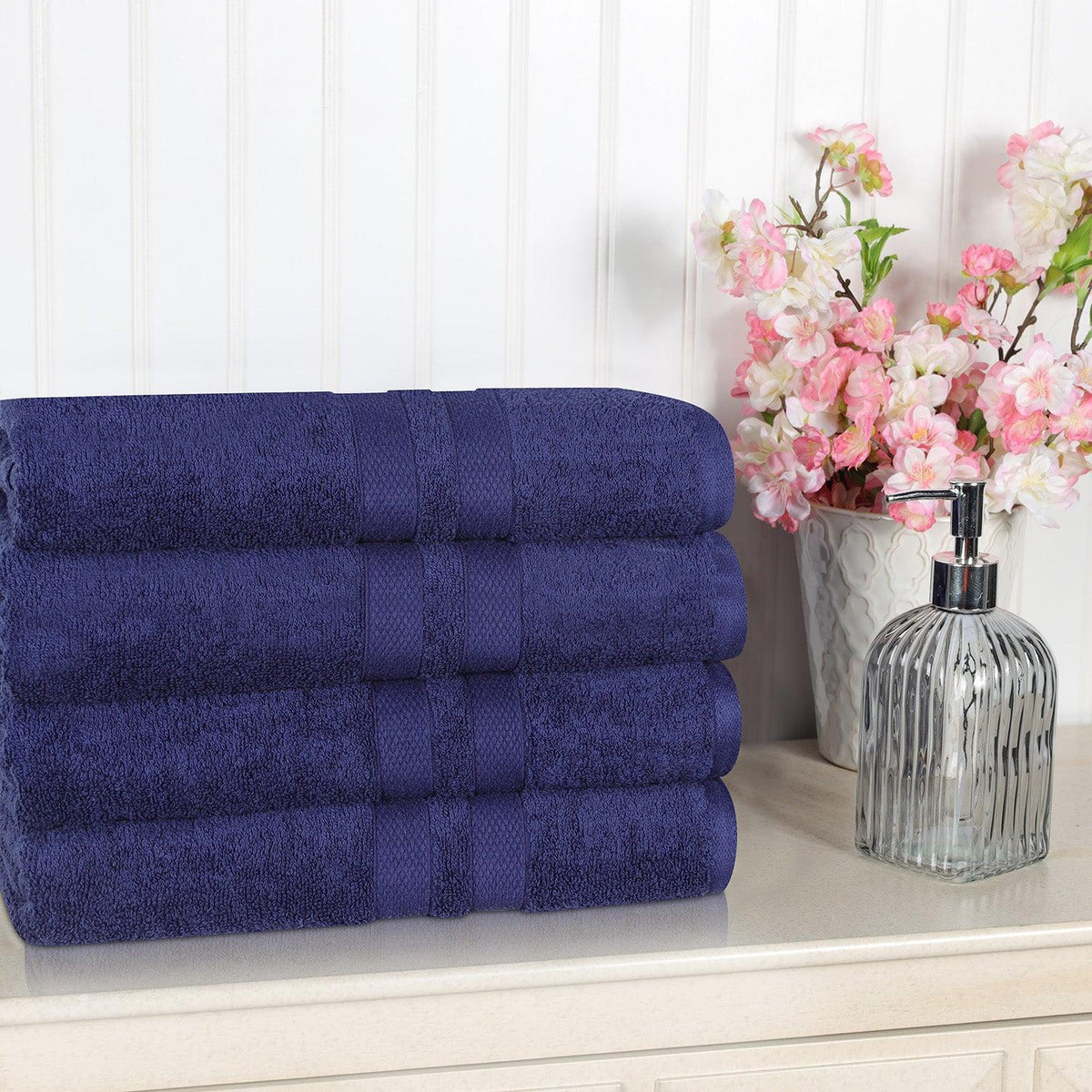 Ultra Soft Cotton Absorbent Solid Bath Towel Set of 4 - Bath Towel by Superior