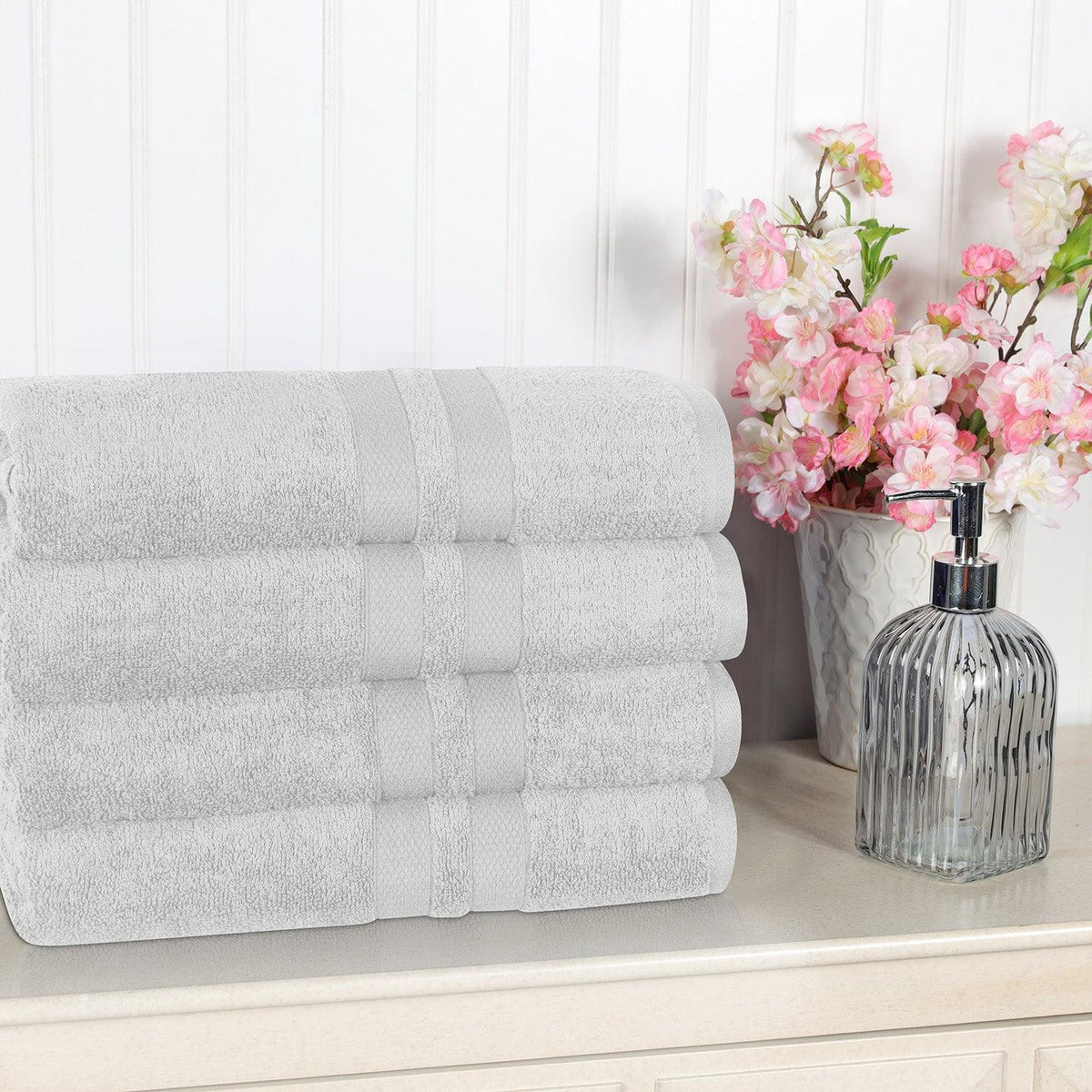 Ultra Soft Cotton Absorbent Solid Bath Towel Set of 4 - Bath Towel by Superior