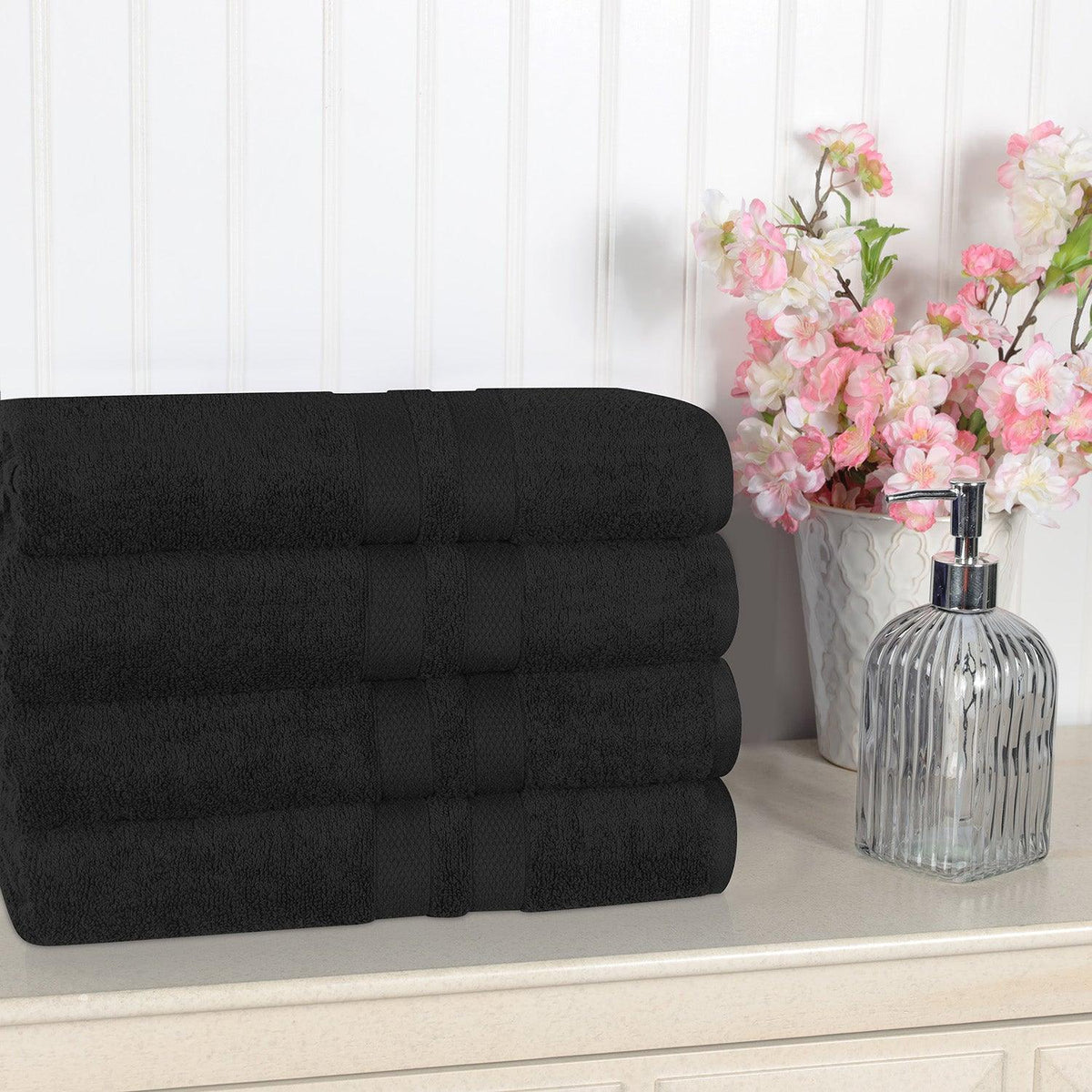 Ultra Soft Cotton Absorbent Solid Bath Towel Set of 4 - Bath Towel by Superior