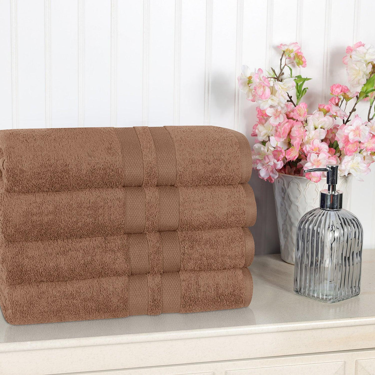 Ultra Soft Cotton Absorbent Solid Bath Towel Set of 4 - Bath Towel by Superior