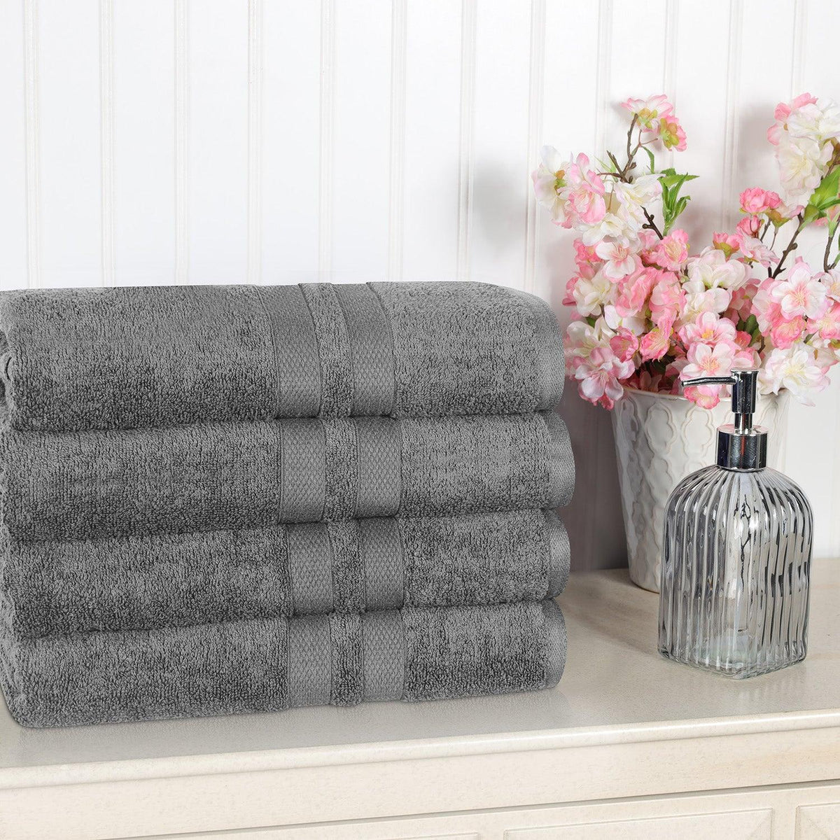 Ultra Soft Cotton Absorbent Solid Bath Towel Set of 4 - Bath Towel by Superior