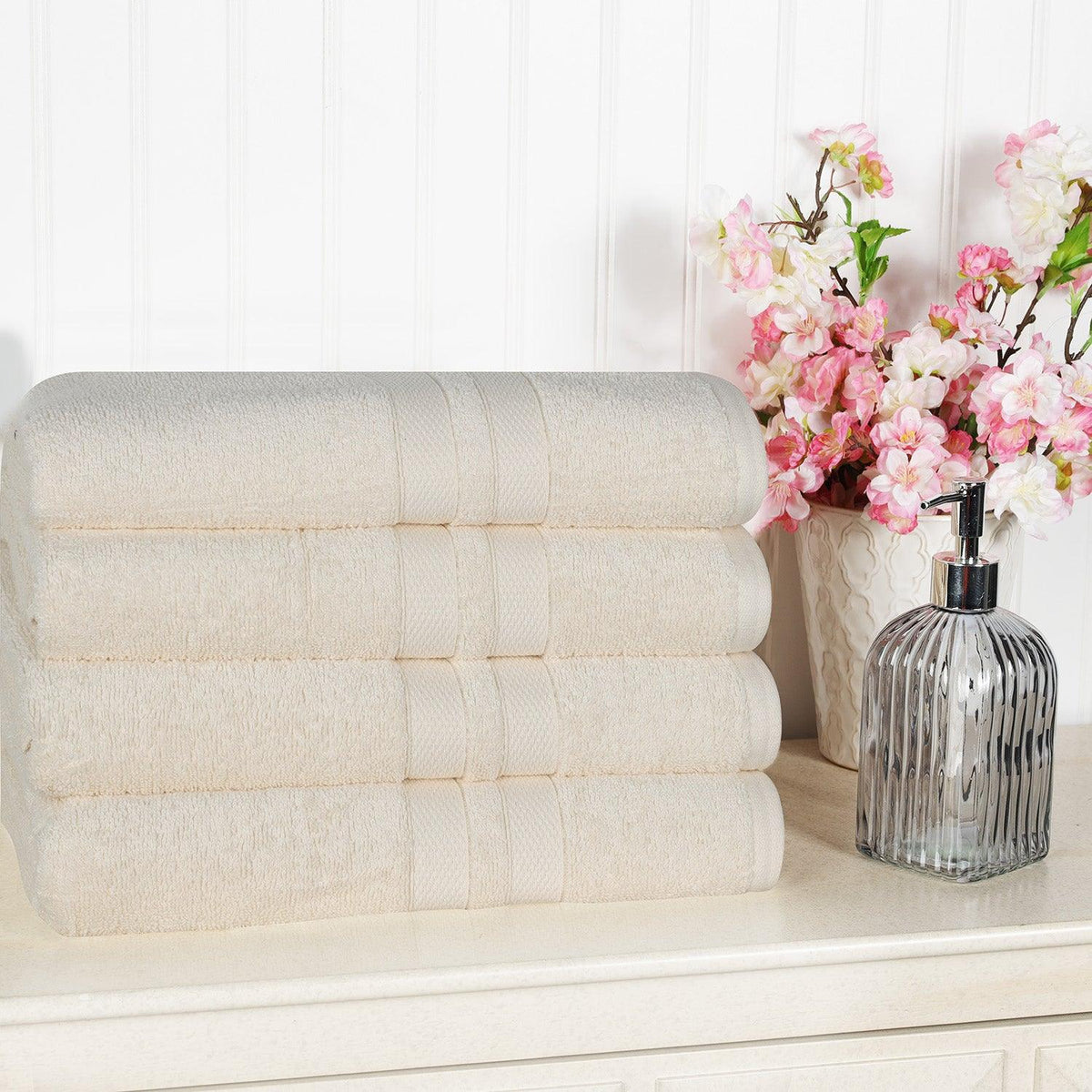 Ultra Soft Cotton Absorbent Solid Bath Towel Set of 4 - Bath Towel by Superior