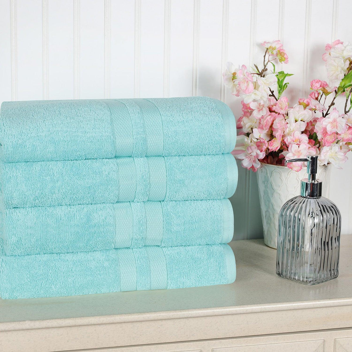 Ultra Soft Cotton Absorbent Solid Bath Towel Set of 4 - Bath Towel by Superior